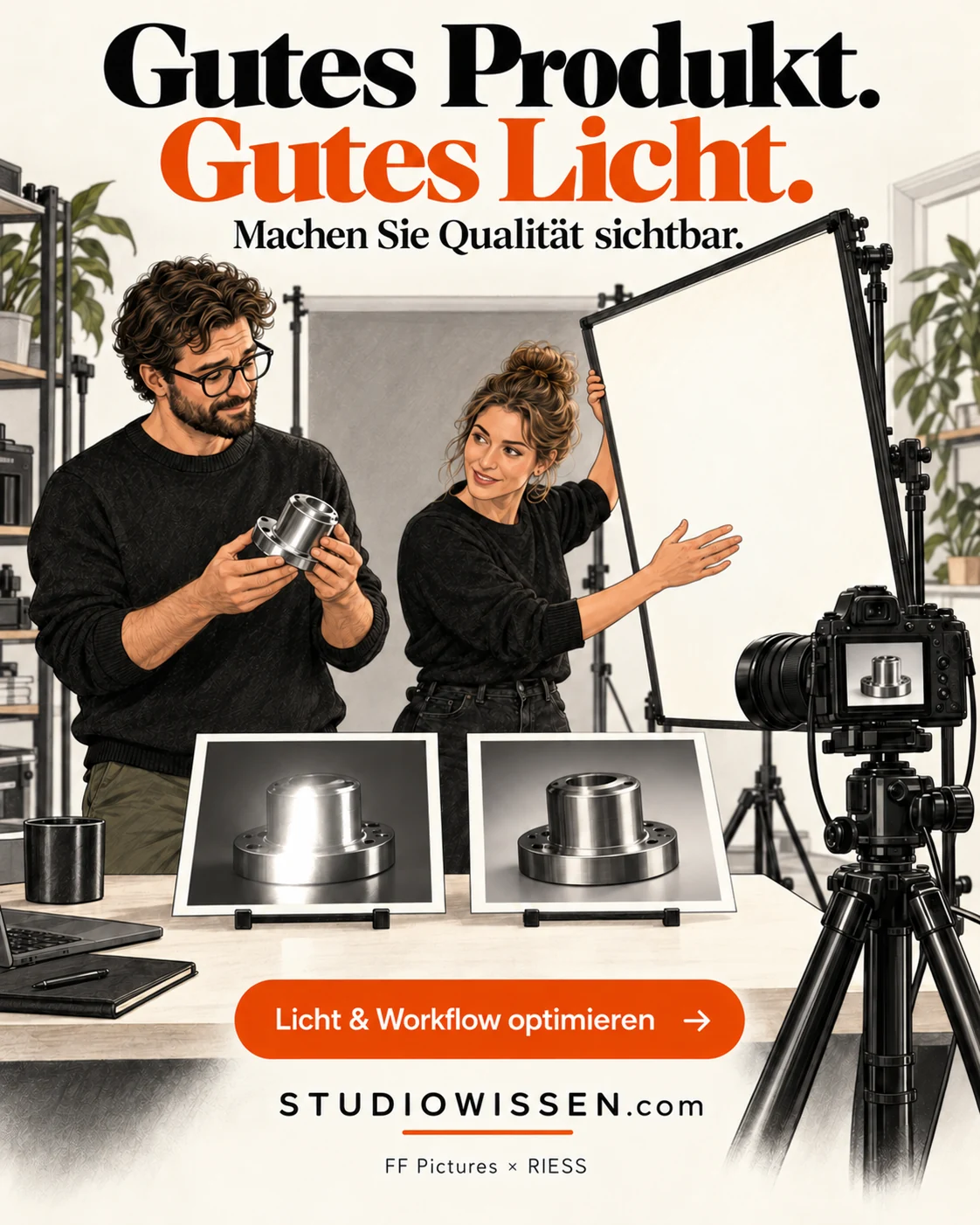 Gutes Produkt. Gutes Licht. – Illustrationsmotiv von STUDIOWISSEN.com